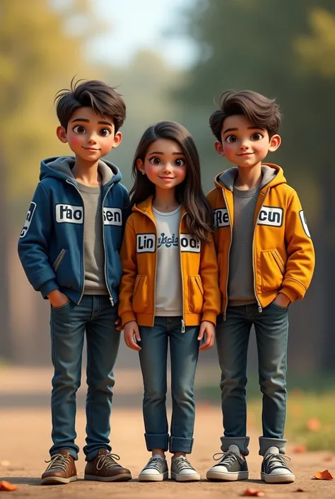 Hassen is boy he is wearing jacket his name is written on it
SELIMA is girl she is wearing shirt her name is written on it
HUSSEN is boy and he is wearing jacket his name is WRITTEN ON IT THEY ARE REAL life human they are three 