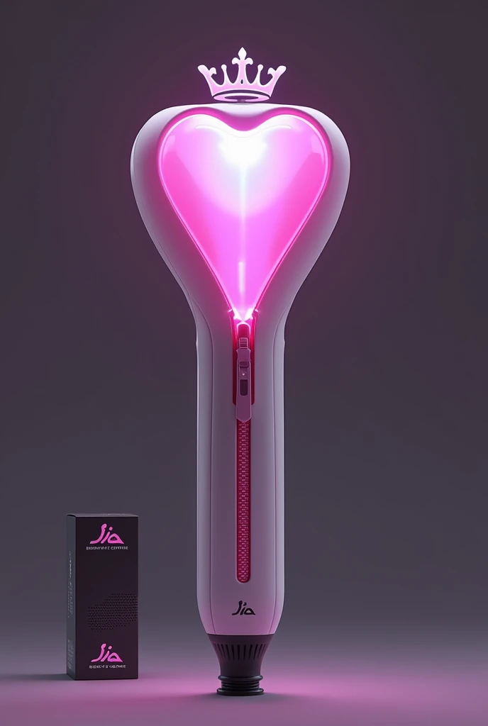  Lightstick design
The main shape :
 Ergonomic case in the shape of a zipper or heart with a crown on top ,  symbolizing strength and femininity .
 Looks like a microphone with a transparent tip ,  inside which flashes light .
color:
 Main :  neon pink  ( ...