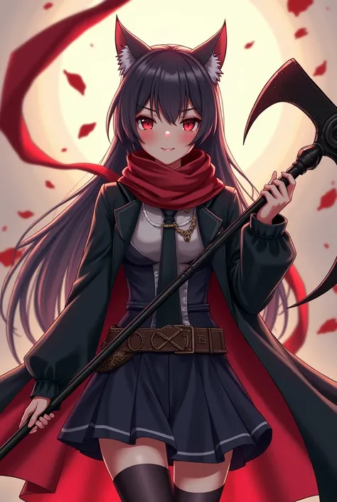 Anime girl holding a sickle and a large sword,  anime girl drawn by Shitao, pixiv, The Art of Self-Destruction,  Anime Girl with Cat Ears , cute anime catwoman,  from Arknights, anime catwoman,  demon anime girl , beautiful anime catwoman, 非常漂亮的anime catwo...