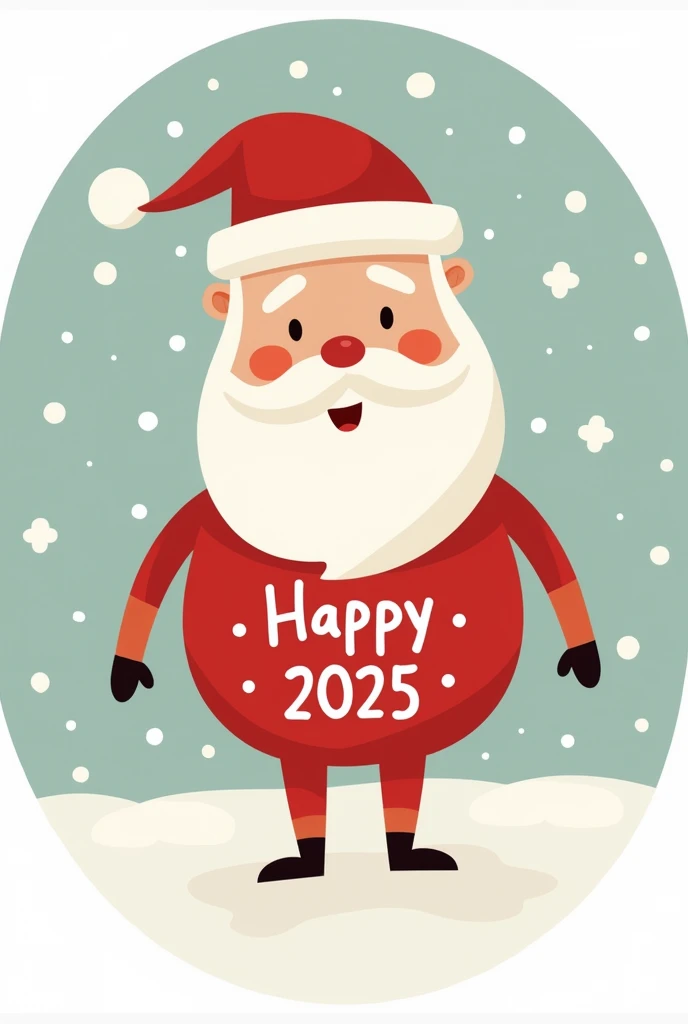 Create a round image to make a Christmas sticker,  it must contain a happy 2025 message written inside the sticker. It must be simple and contain a little Santa Claus . Also write a happy 2025 and “EMEIEF Commander Piero Pollone” 