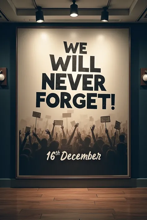 A large poster in which written " We will never Forget!
16th DECEMBER