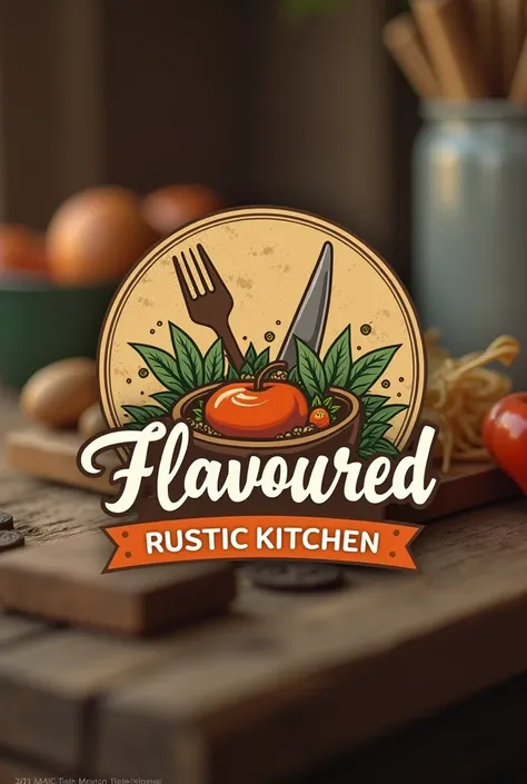 Logo ideas for  foods channel with name flavoured rustic kitchen