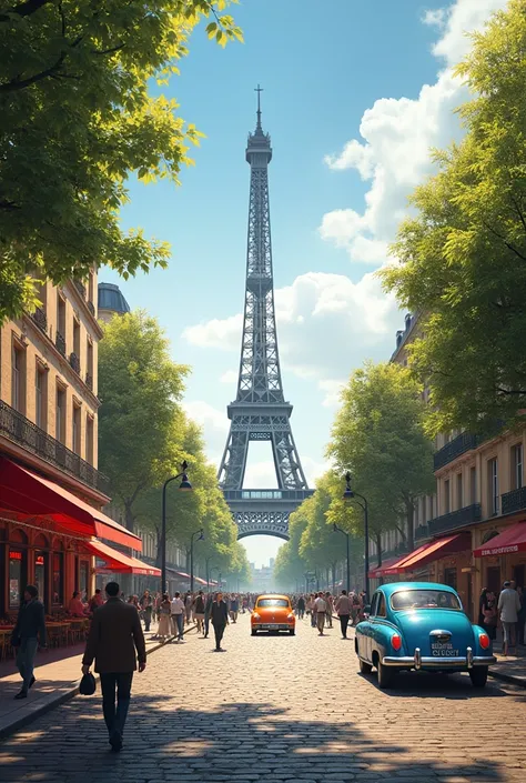 Realistic modern Paris city by day 