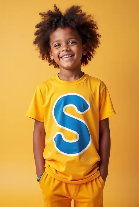 Prompt for the Boys Photo:
"A photorealistic image of a 19-year-old boy with curly hair, wearing a vibrant matching outfit. The shirt prominently features the letter S in bold font. He has a confident and cheerful expression, standing against a clean, mode...