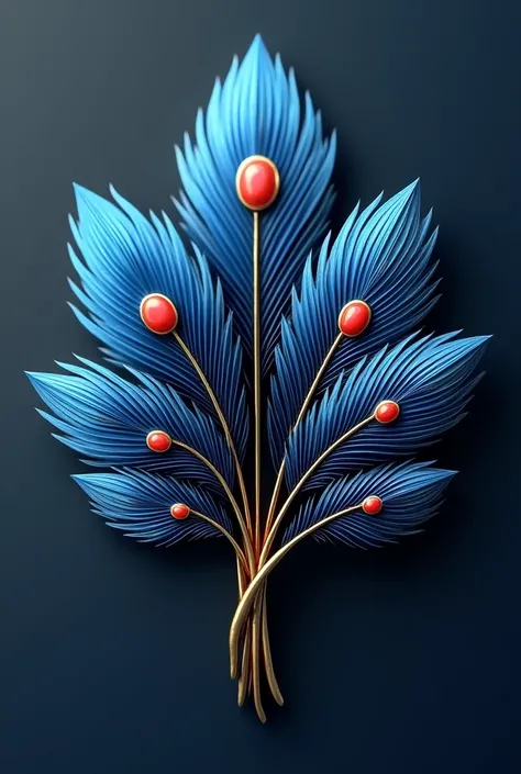  To me the feathers without a head and tail with 5 feathers in shades of blue are parallel and simple. Make a peacock brooch with 1 medium red-pinkish dots on each featherMore detailed and wider this is a metal brooch
Make this from the line of the miracle...