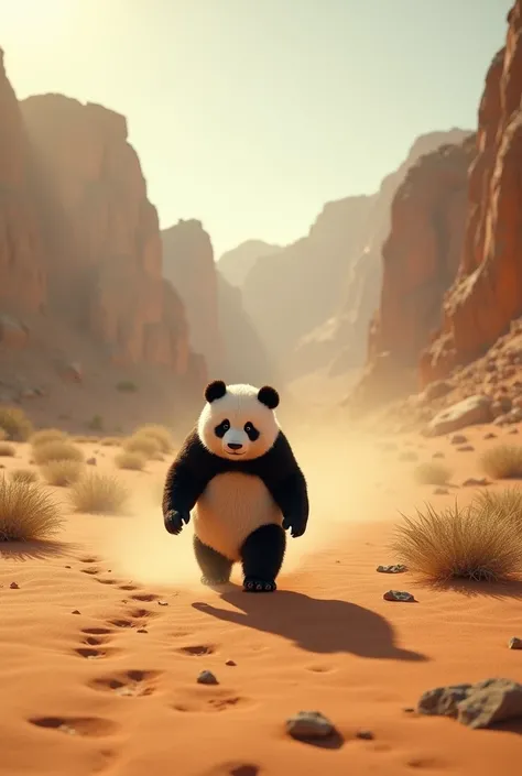 Panda walk in desert video 