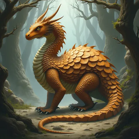 dragon similar a un pangolin color canela 