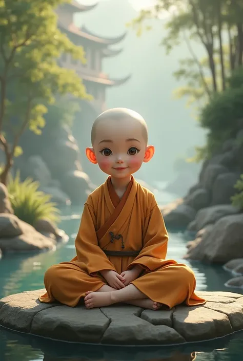 A little Chinese monk boy