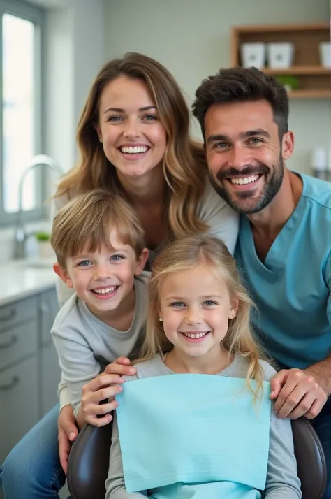 A happy family at the dentist 