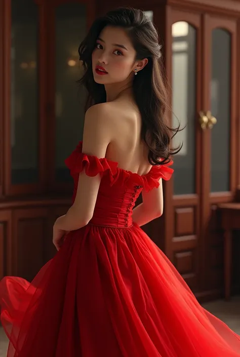 Woman in a red dress 