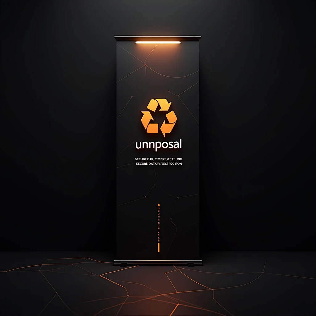 make a Linkedin banner for a IT disposal business, with black background orange color theme