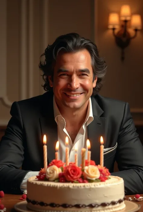 Marco Antonio Solis with a birthday cake 
