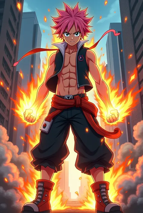 Natsu Dragneel with the My Hero Academia traits 