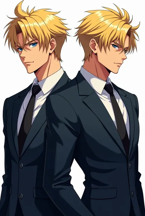 Anime Twins Male European Blonde Muscled Suit Pretty