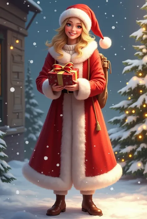 SANTA CLAUS WOMAN WITH A GIFT 