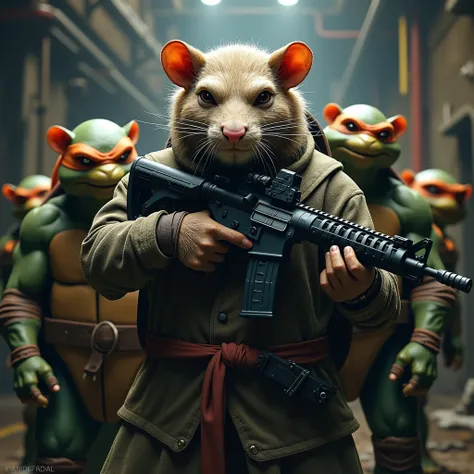 Master Splinter holding an M4A4,Ninja Turtles