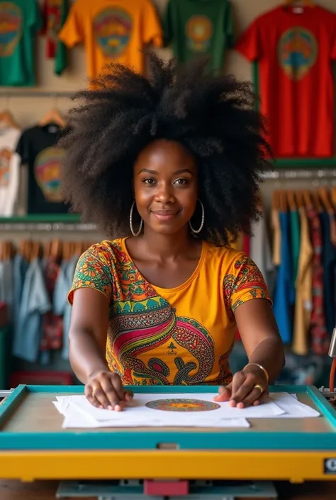 Africa lady with afro hair printing t shirts