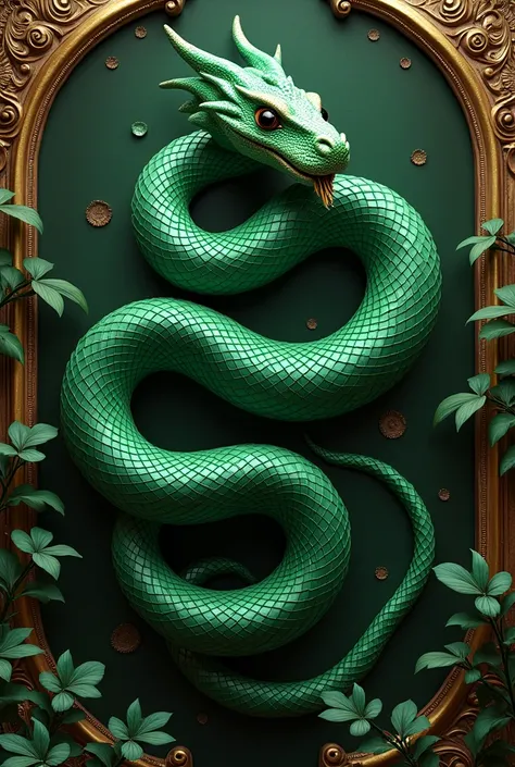 A baroque-colored green snake is a symbol of the new year professionally and efficiently