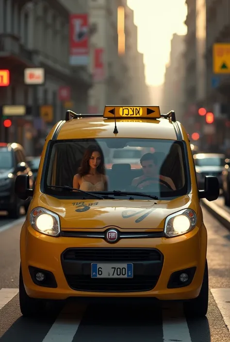 Get a Doblo taxi let a beautiful woman get in the taxi