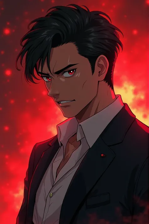 An angry young mobster man in his 20s ( anime style )