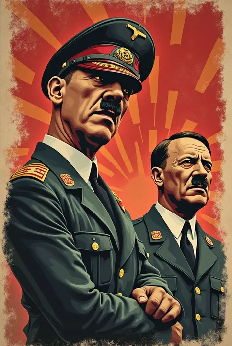 poster with images of Hitler using this quote by Adolf Hitler: “Struggle is the father of all things. It is not by the principles of humanity that man lives or is able to preserve himself above the animal world, but solely by means of the most brutal strug...