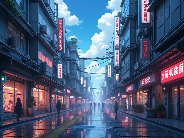 anime street of the city of the future, cyberpunk utopia 