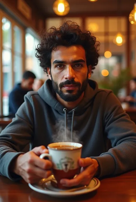 M O Salah having sulaimani in hand from a cafe name “smile tea”