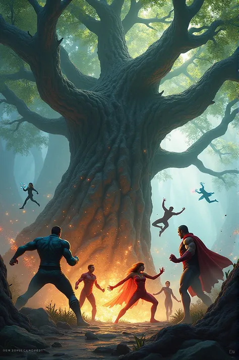 Tree with villains and super heroes 
