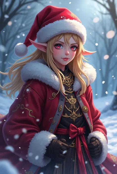 Invoker from dota2 in anime with Christmas hat