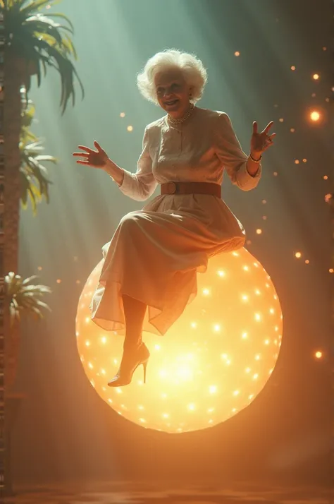 Betty White Riding a light fixture