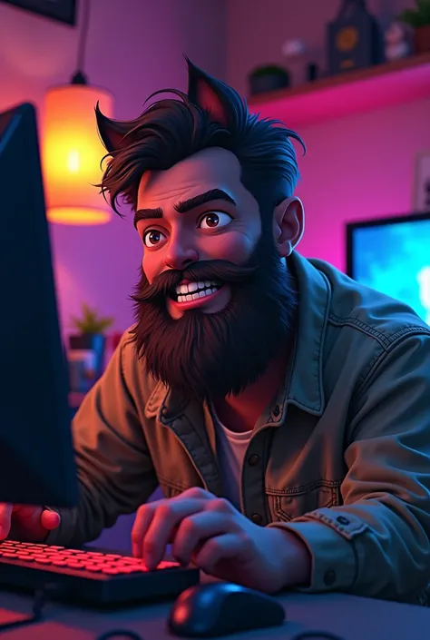 naughty man , bearded, nya, Gamer,