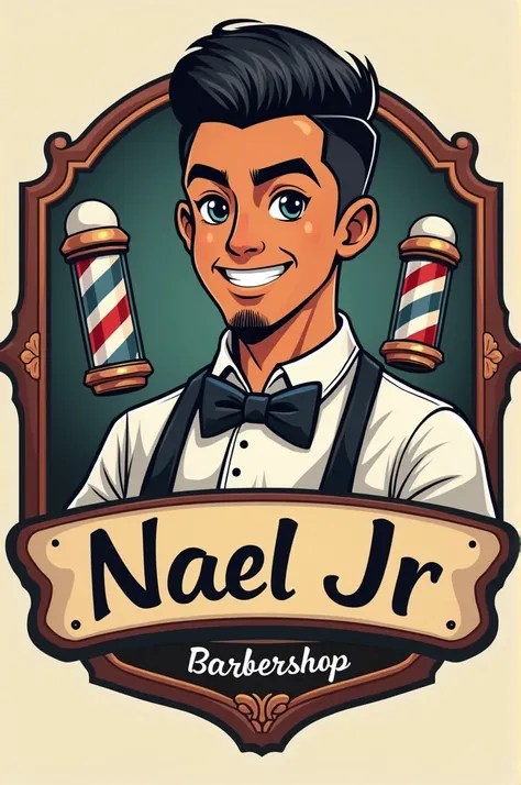 Create a Nael Jr barbershop logo.