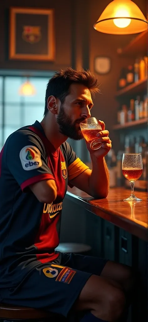 A picture of Messi having a drink in that bar 