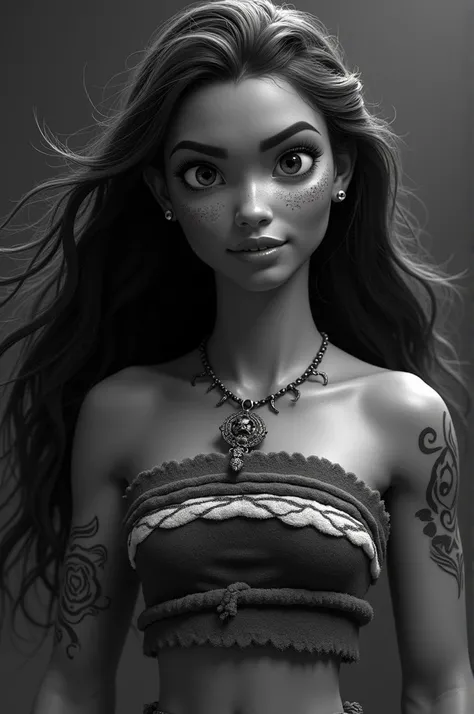 Moana in black and white to draw 