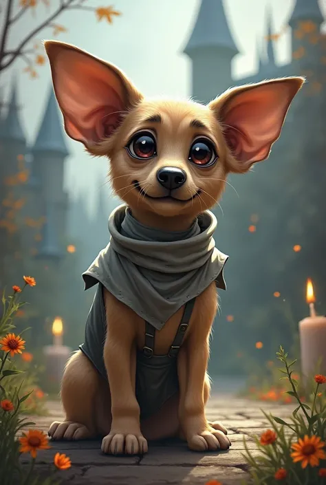 A German shepherd as a dobby from Harry Potter 