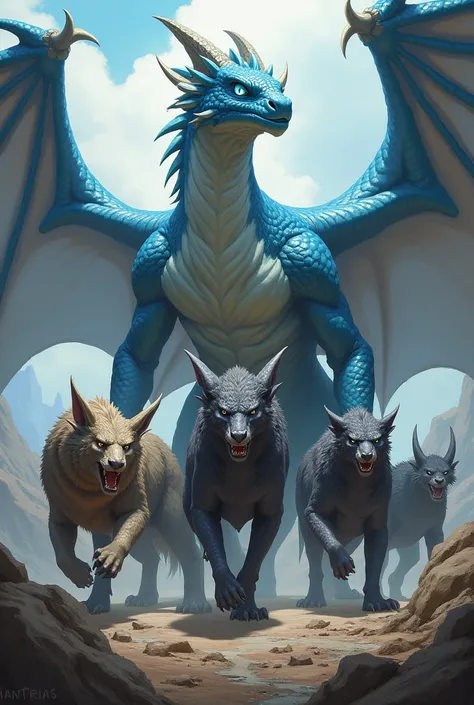 A team with no the predators with a white-eyed dragon with blue eyes