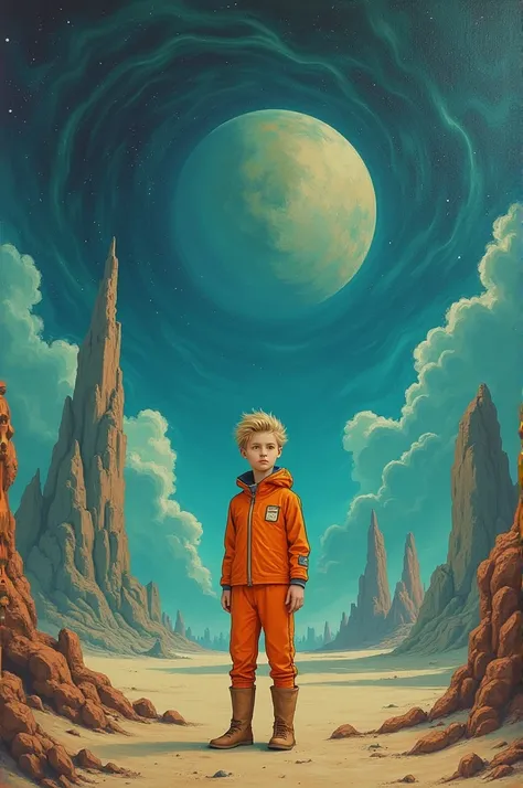 A painting that merges elements from the book The Little Prince and the metal band called Gojira 