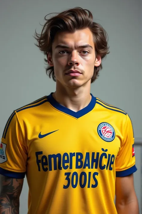 Harry styles wearing a Fenerbahçe shirt 