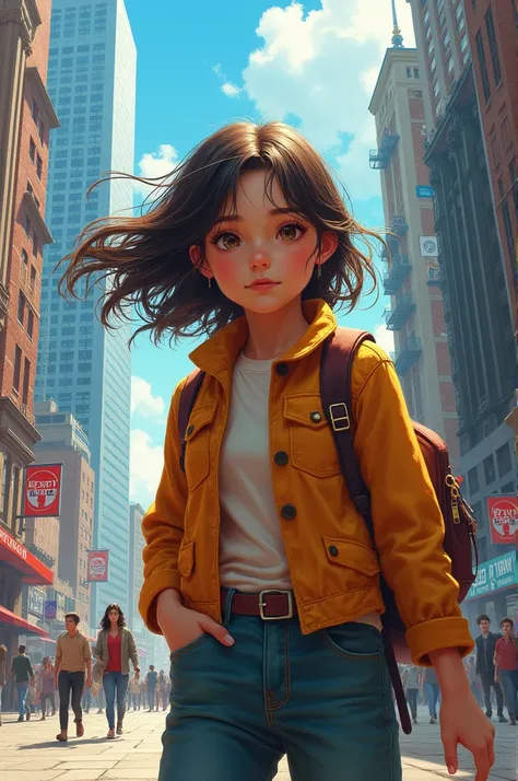 A girl in a city