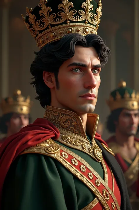 Guiseppe is a 2 Italian man who is the prince of the Italian crown.. He wears a black gold crown on his dark hair and has greenish eyes. Imperador romano