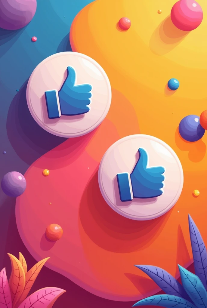 Vibrant background with illustrative buttons  ( share icon and comment icon).