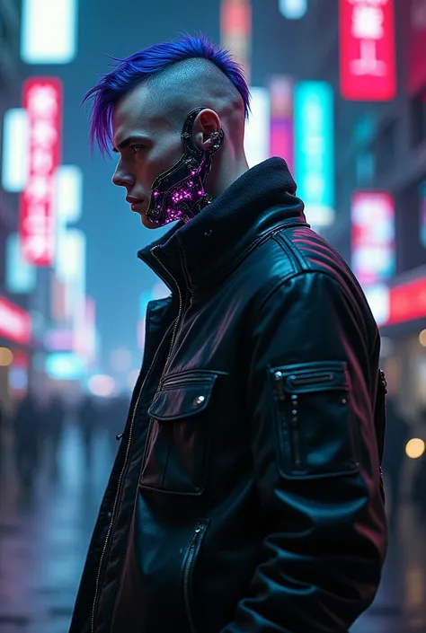  Abraham is a character intriguing in a cyberpunk world full of neon and shadows .  It is about 35 years old and its appearance reflects the fusion between the human and the technological .  His skin is of a pale shade ,  almost translucent ,  and his head...