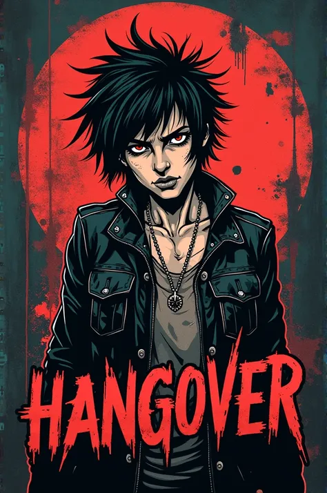 The logo of a punk band called Hangover and sings punk rock ballads 
Spanish