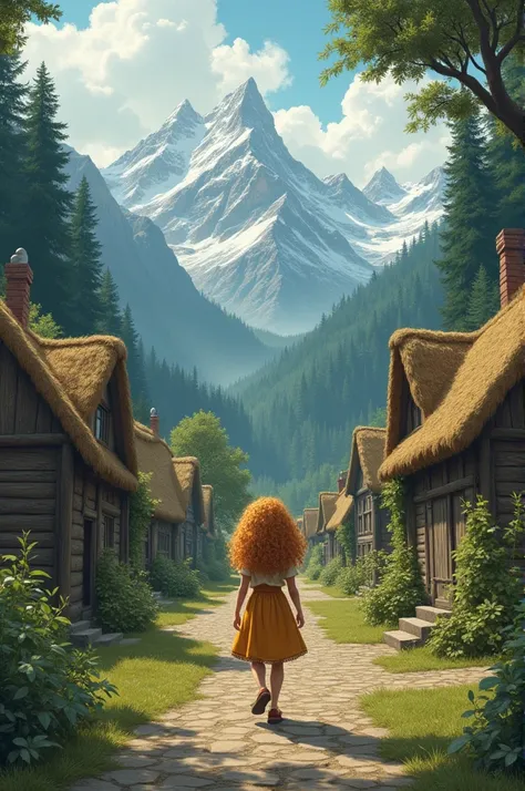 # Scene 1: Goldilocks Village
- A small village surrounded by dense forests and high mountains.
- Goldilocks, a young girl with bright golden hair, walks alone in the village.
- Villagers whisper and point at her, avoiding her.