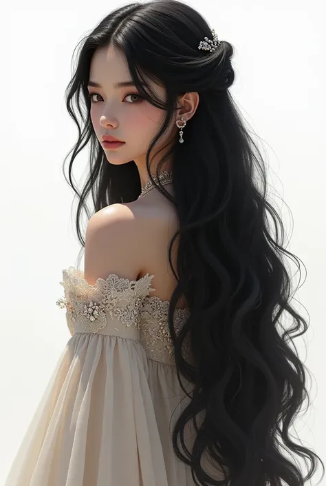 You can make a princess with black hair,  to be on your back, with white background