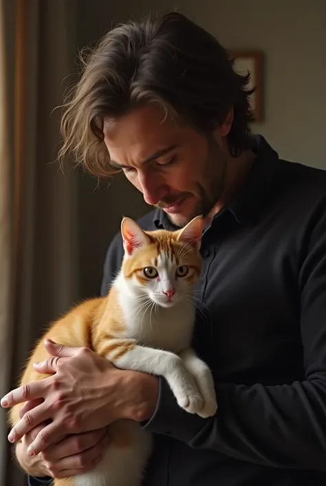 An image of President Javier Milei with a cat