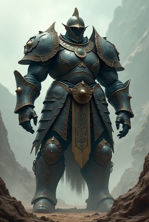 Create a Warrior with armor and with a war helmet and 3 meters tall and with large muscles 