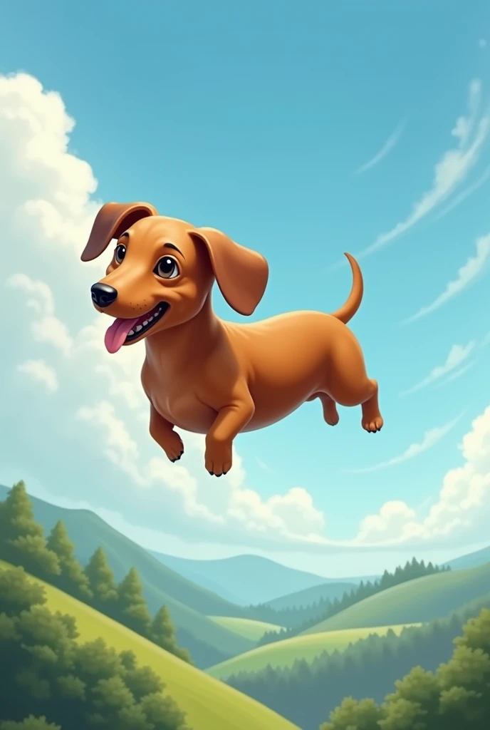 A flying dachshund 