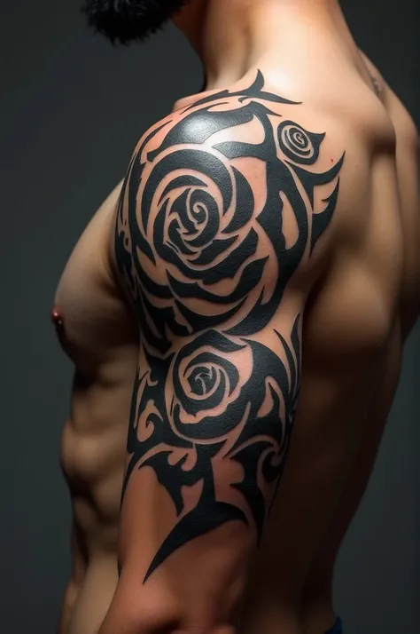 Black tattoo tribal rose