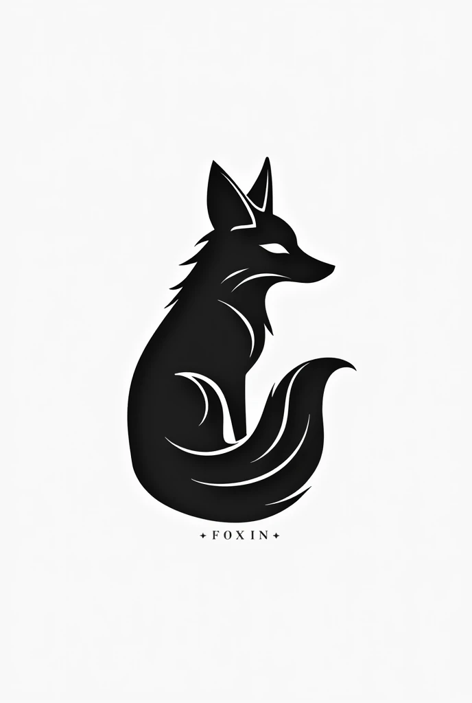 Create a MINIMALIST logo in black and white colors for a tattoo studio called FOX INK which contains the image of a fox 